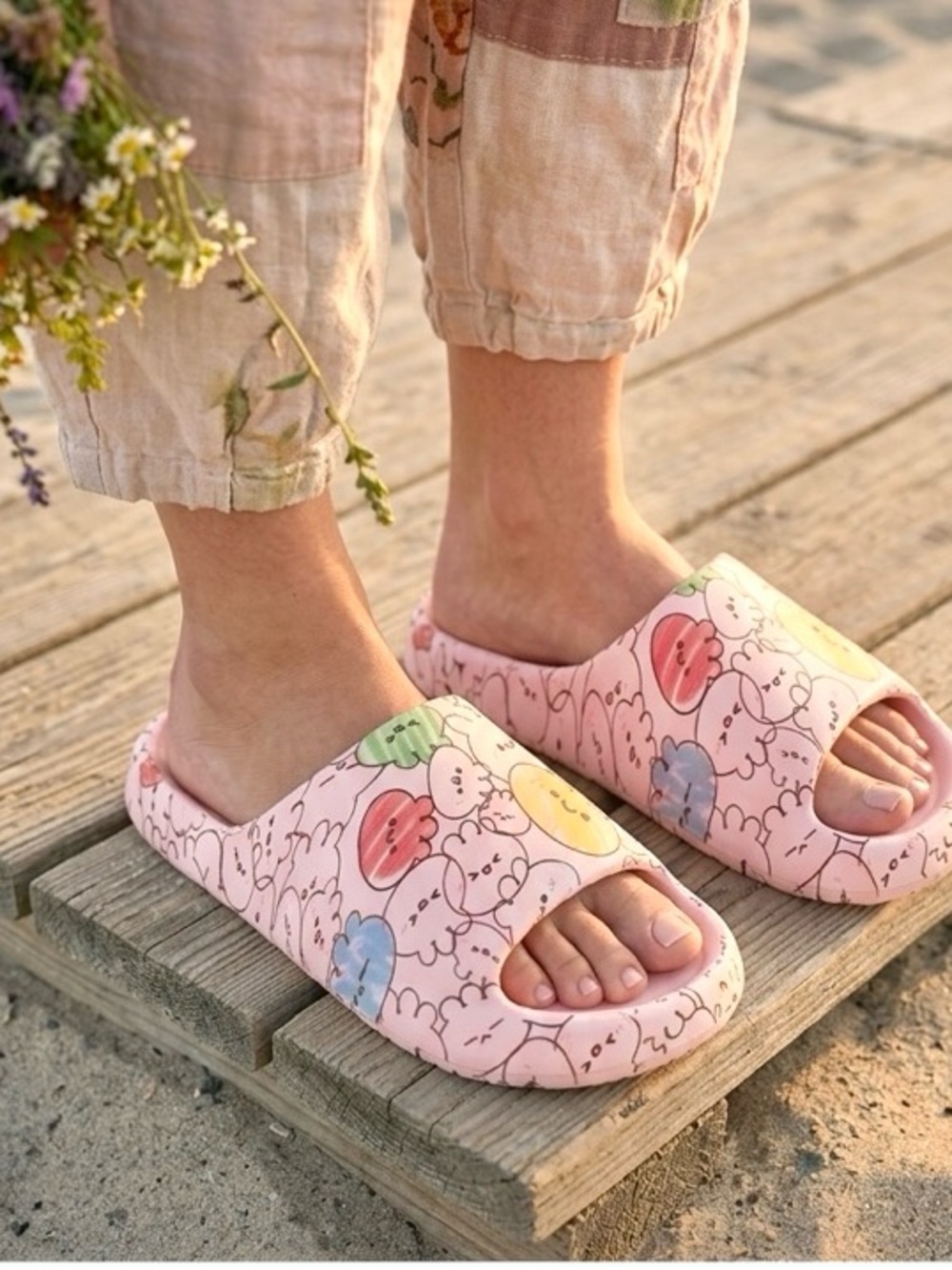 Comfy cloud PINK platform summer lightweight sandals / slippers BEACH ready
